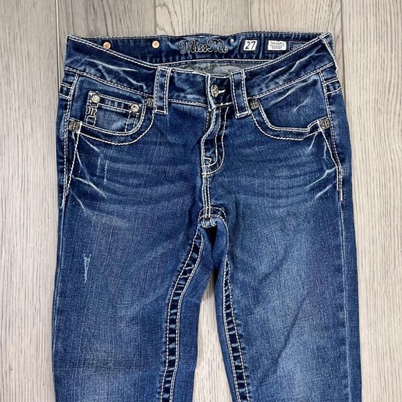 Miss Me Women Size 27 Classic Skinny Leg Low Rise Denim Cotton Jeans Y2K Western - Picture 3 of 12
